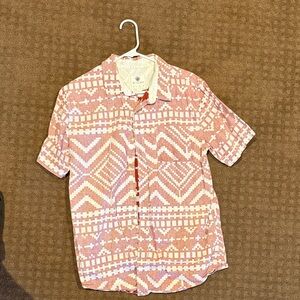 On the Byas Pink and White Geometric Shirt